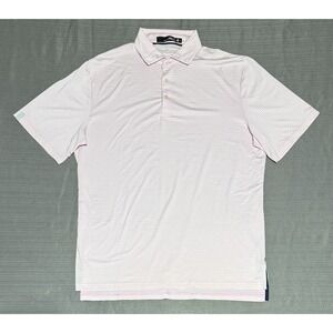 RLX Ralph Lauren Performance Wicking Men's Golf‎ Polo Shirt Large Pink Striped
